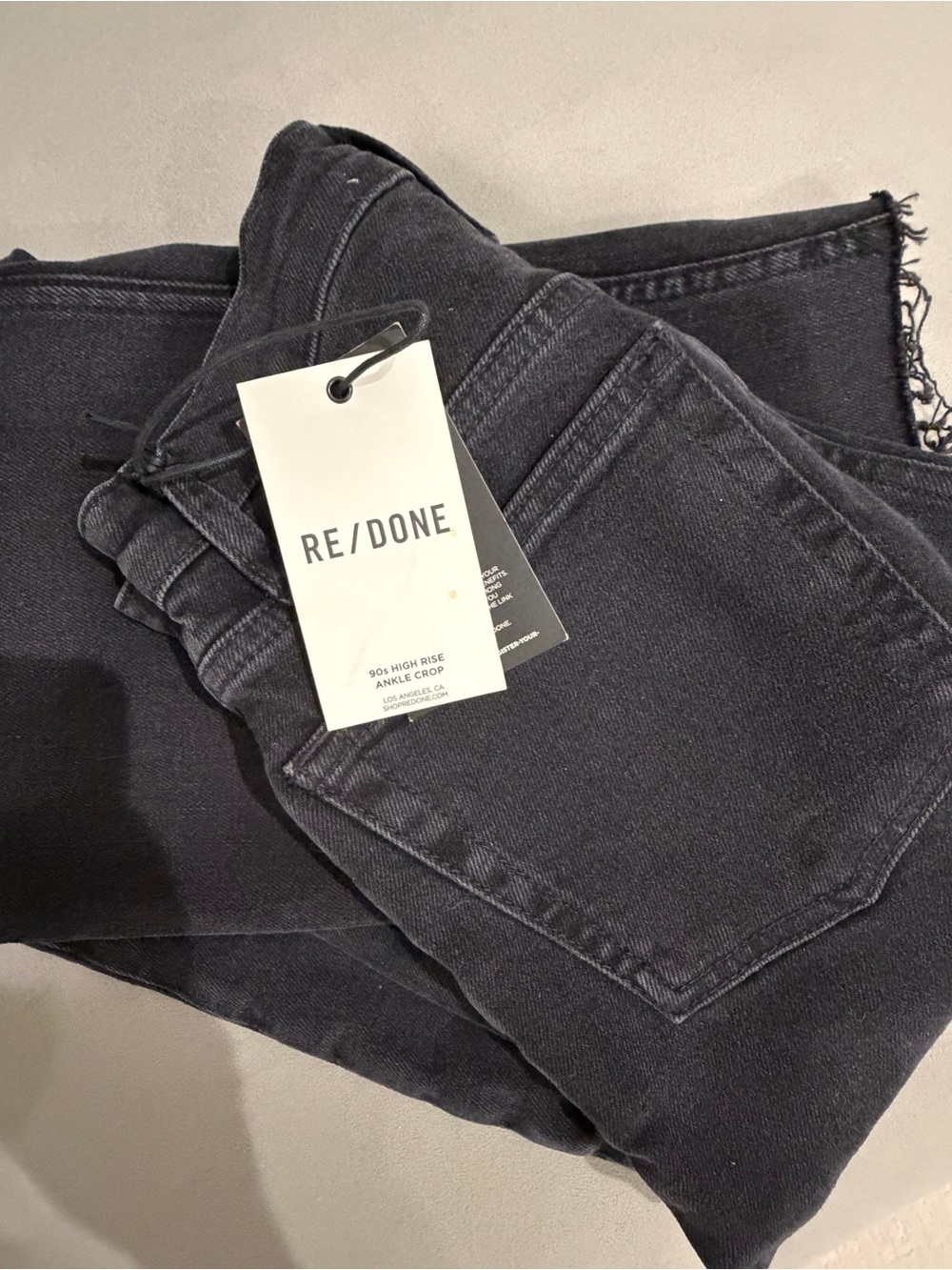 Re/Done Black High-Rise Ankle Crop Jeans